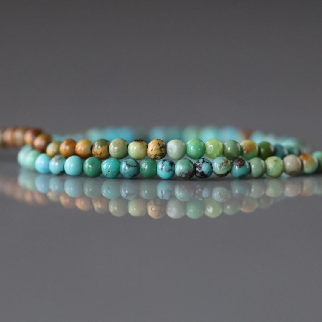2mm Arizona Turquoise Beads - Tiny Smooth Round Natural Gemstone 15" Strand