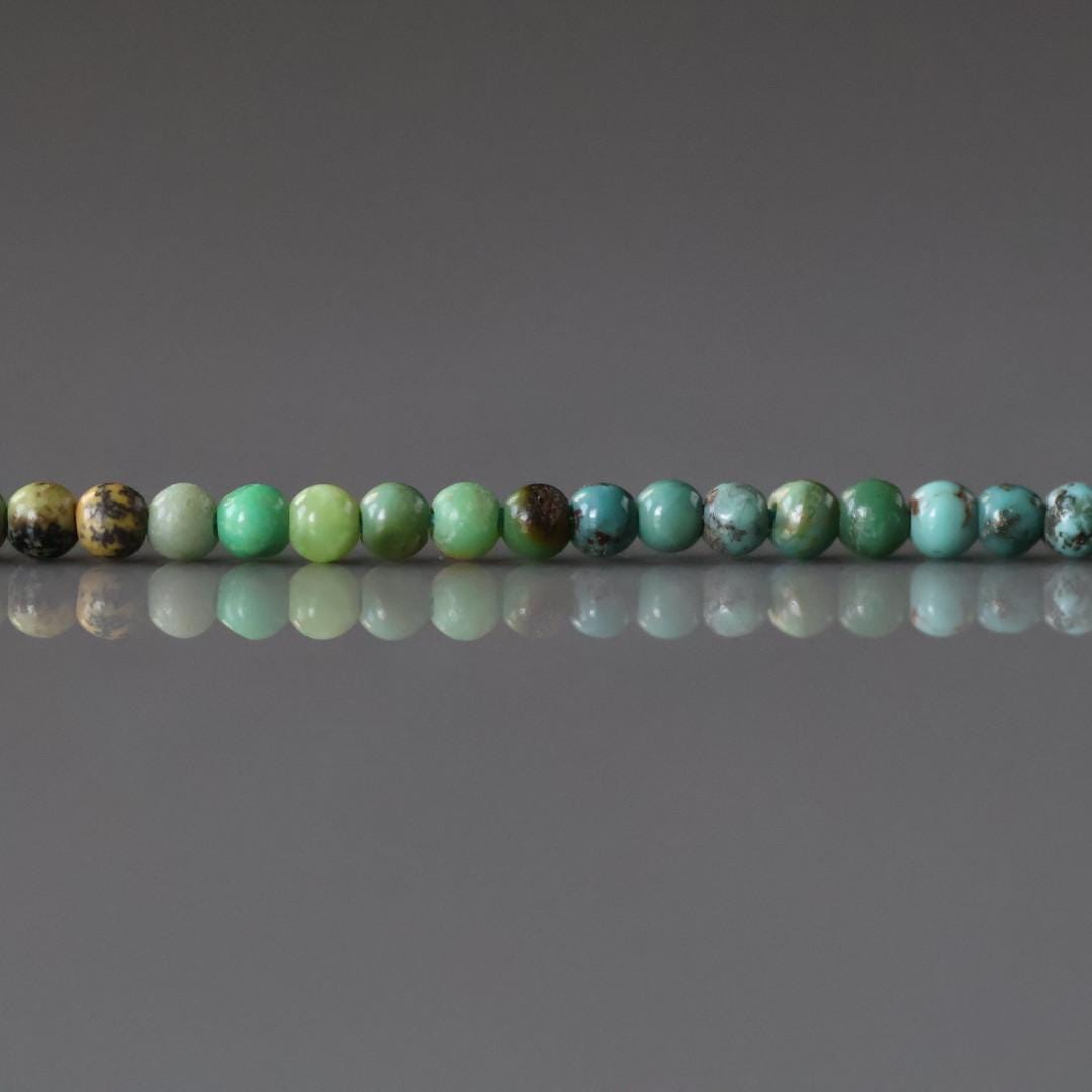 2mm Arizona Turquoise Beads - Tiny Smooth Round Natural Gemstone 15" Strand