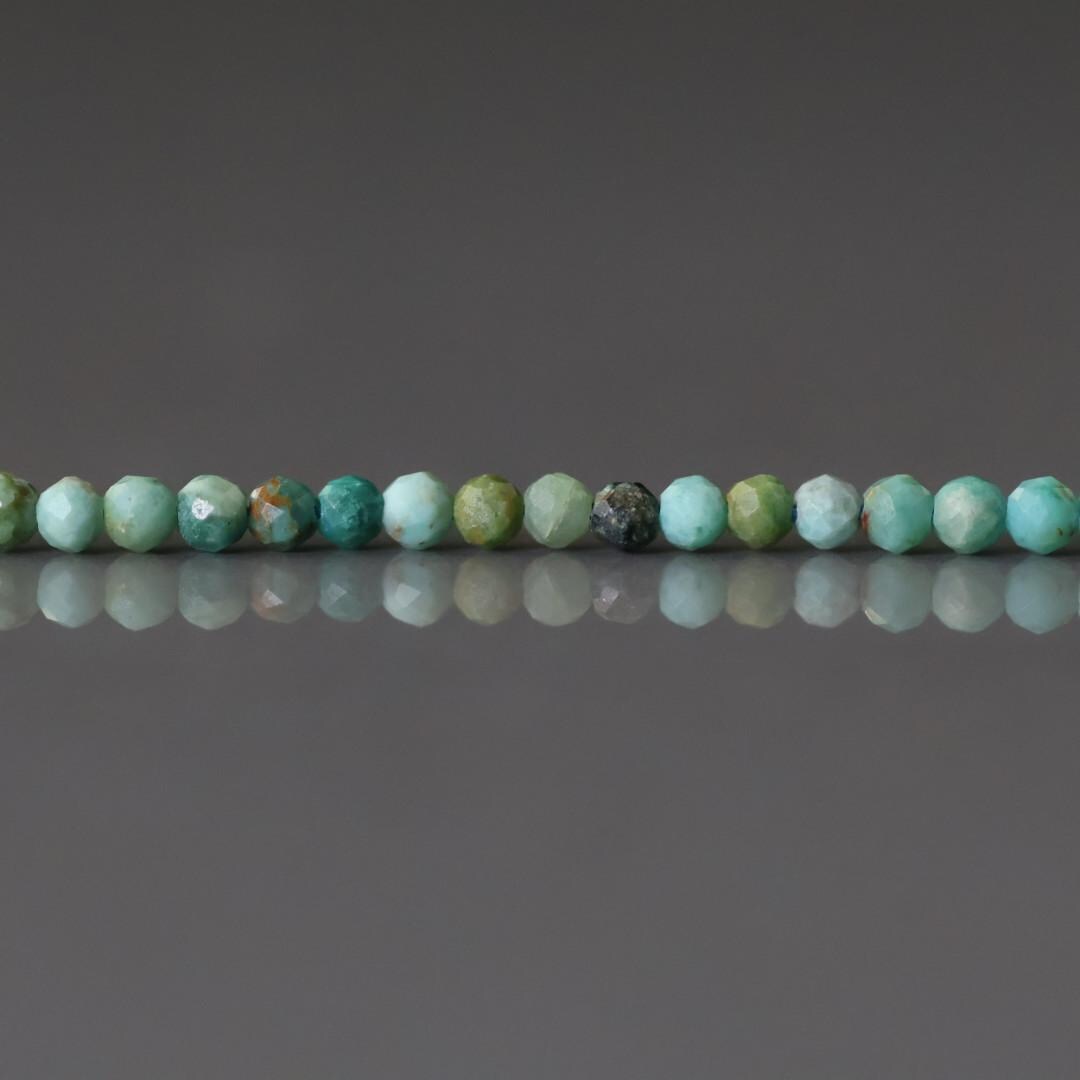 2mm Arizona Turquoise Blue Beads – Tiny Faceted Round Natural Gemstone