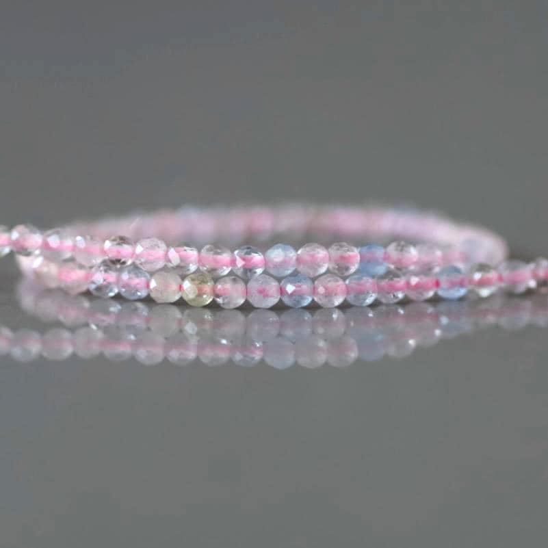2mm Beryl Beads – Tiny Faceted Round Natural Gemstone 15" Strand
