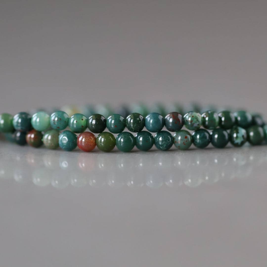 2mm Bloodstone Beads – Tiny Smooth Round Natural Gemstone 15" Strand