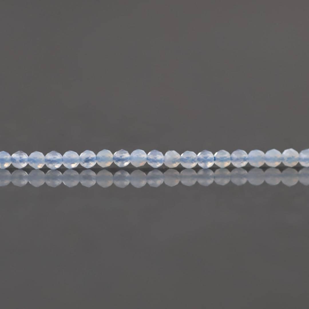 2mm Blue Lace Agate Beads – Tiny Faceted Round Natural Gemstone 15" Strand