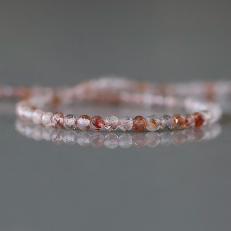 2mm Brown Rutilated Quartz Beads – Tiny Faceted Round Natural Gemstone 15" Strand