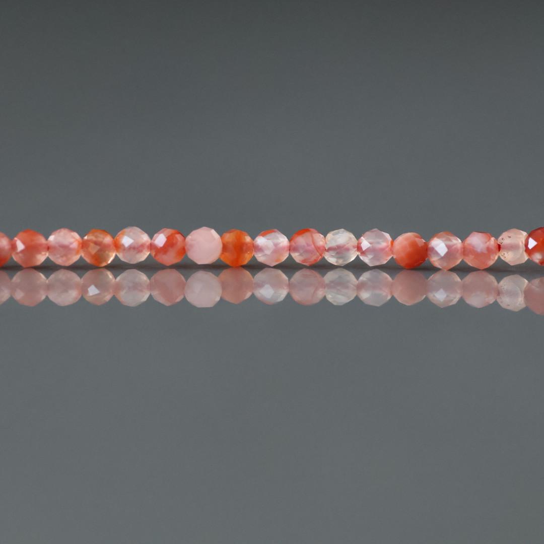 2mm Carnelian Beads - Tiny Faceted Round Natural Gemstone 15" Strand