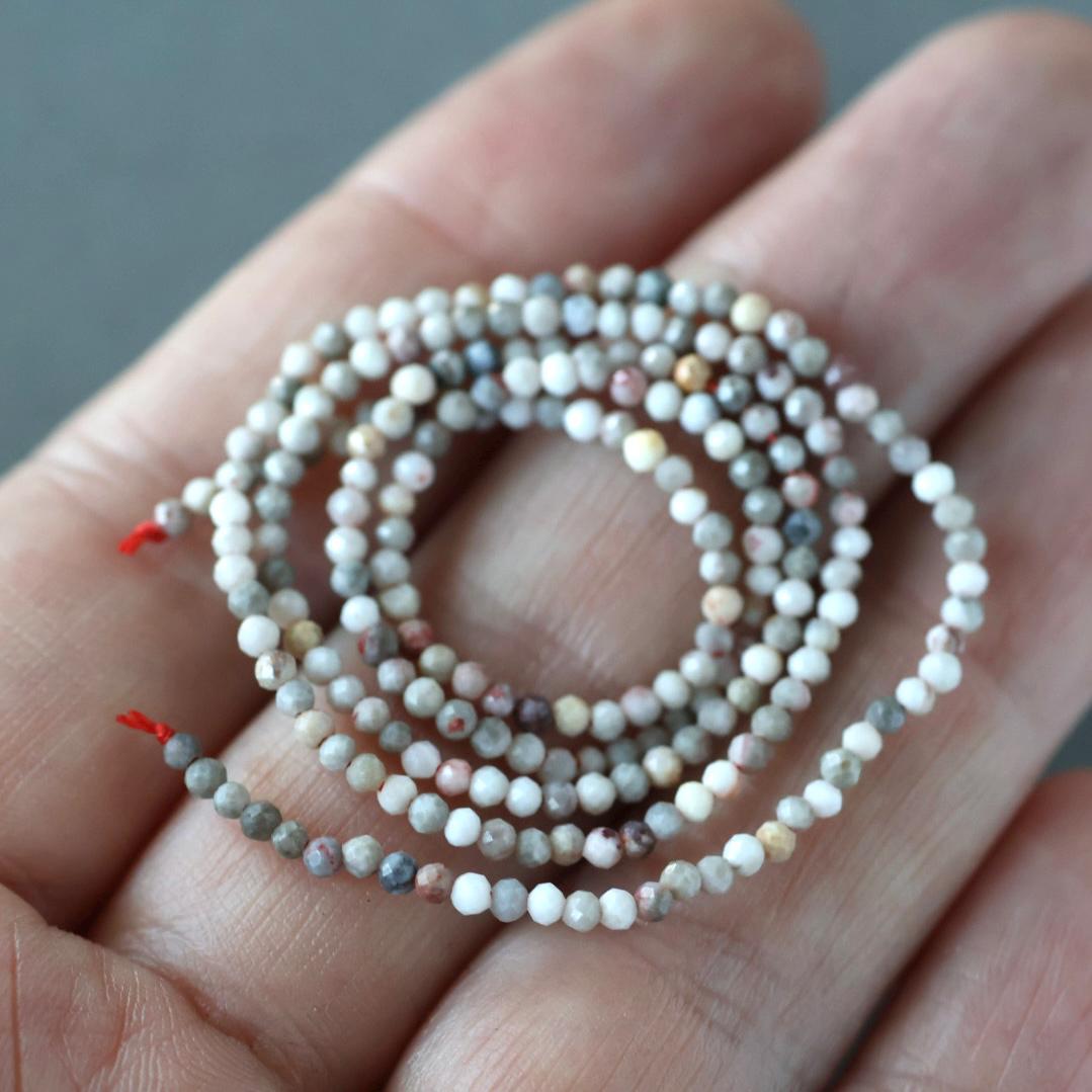 2mm Chicken Bloodstone Beads – Tiny Faceted Round Natural Gemstone 15" Strand