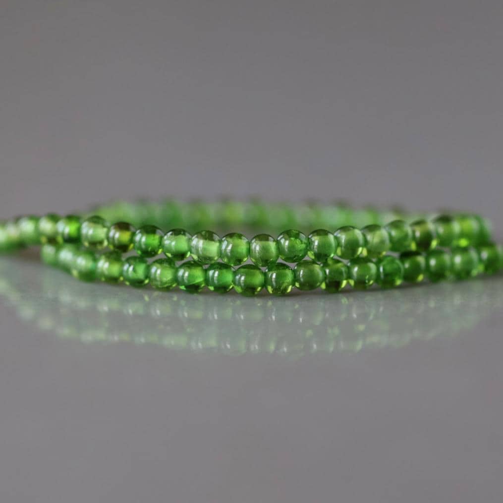 2mm Chrome Diopside Beads – Tiny Smooth Round Natural Gemstone 15" Strand