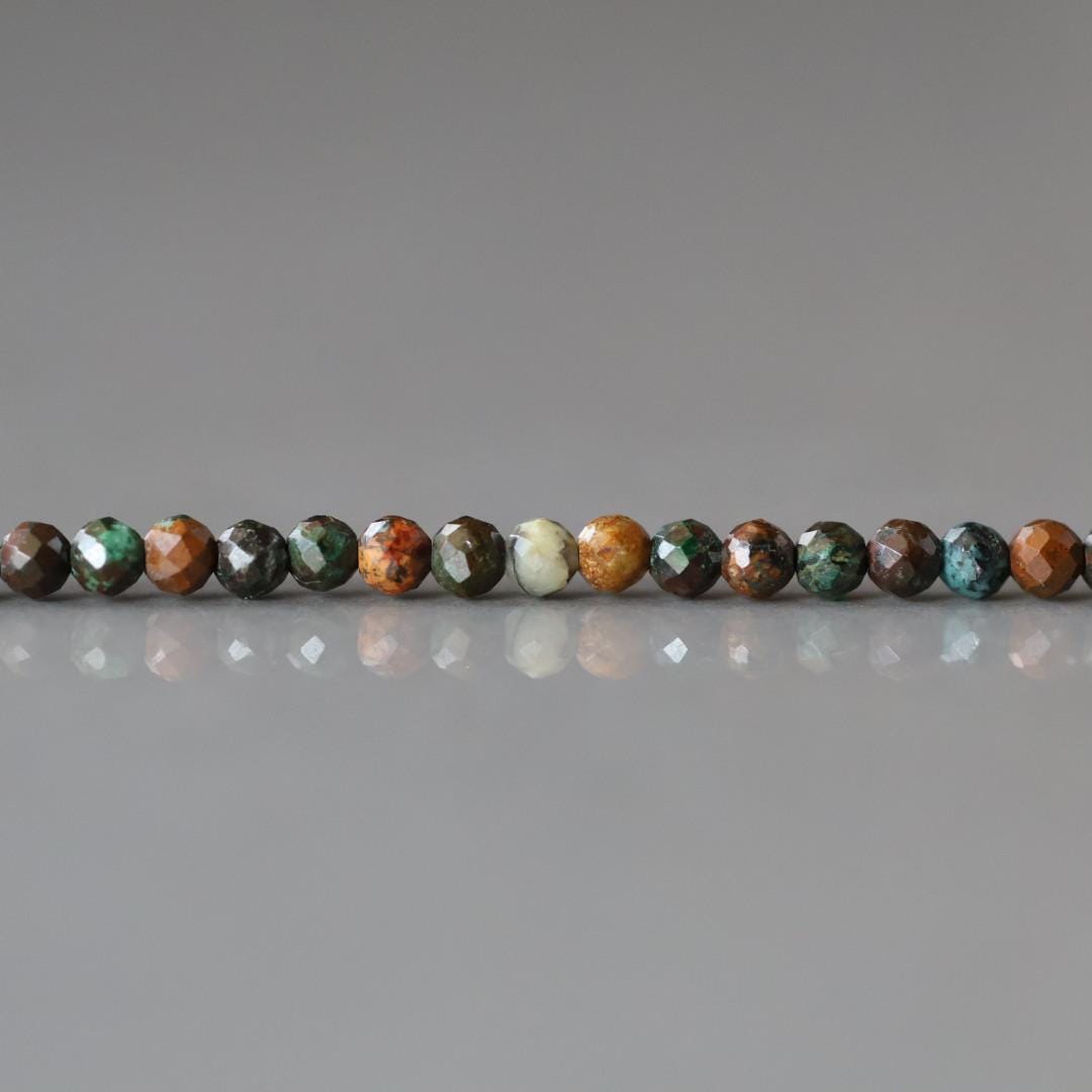 2mm Chrysocolla Beads – Tiny Faceted Round Natural Gemstone 15" Strand