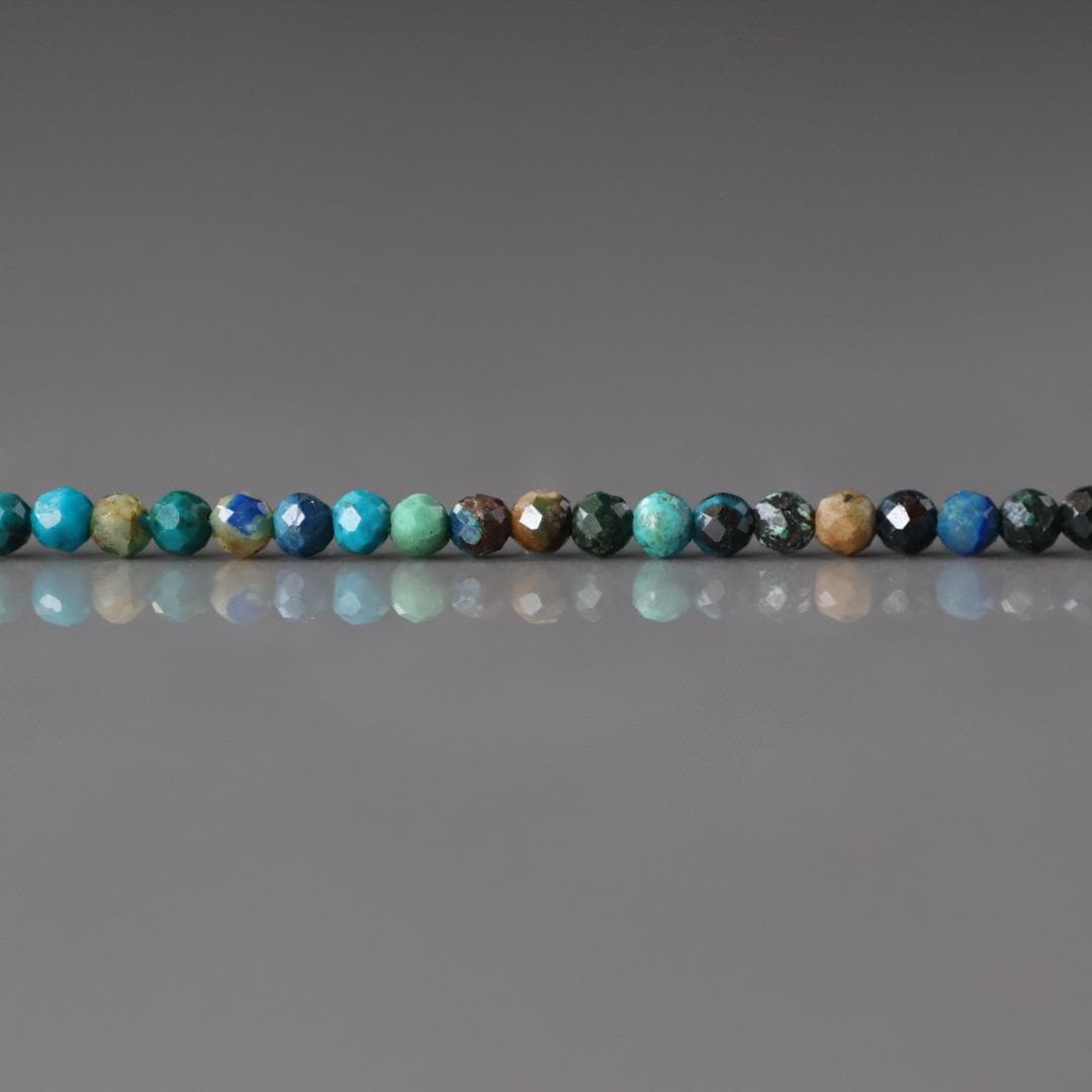 2mm Chrysocolla Beads – Tiny Faceted Round Natural Gemstone 15" Strand