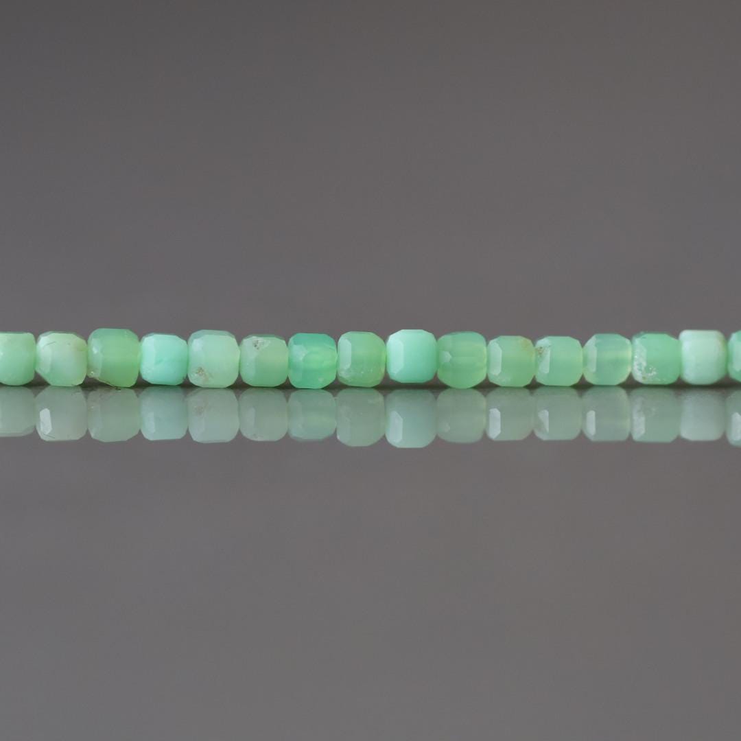 2mm Chrysoprase Beads – Tiny Faceted Cube Natural Gemstone 15" Strand
