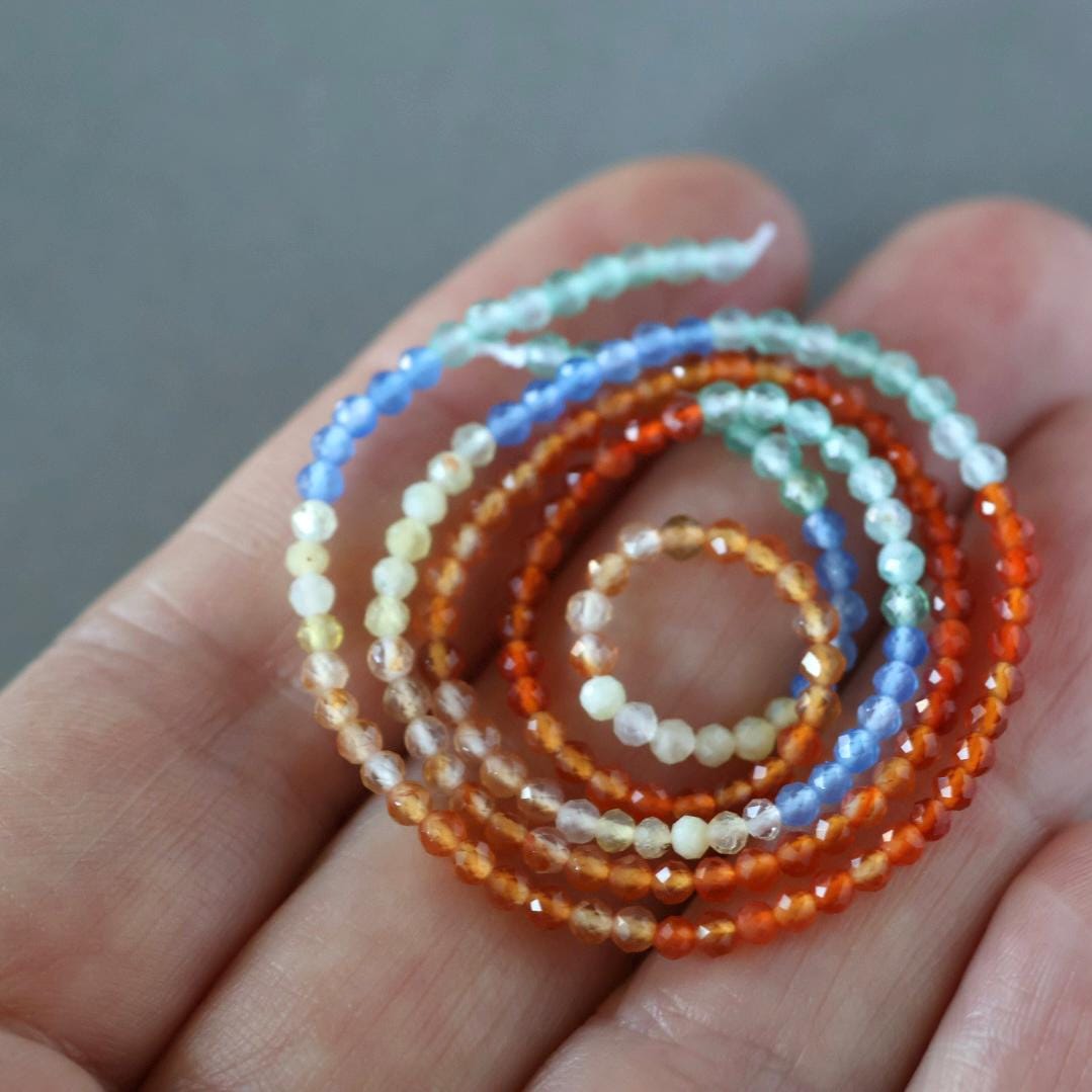 2mm Colorful Agate Beads – Tiny Faceted Round Natural Gemstone 15" Strand