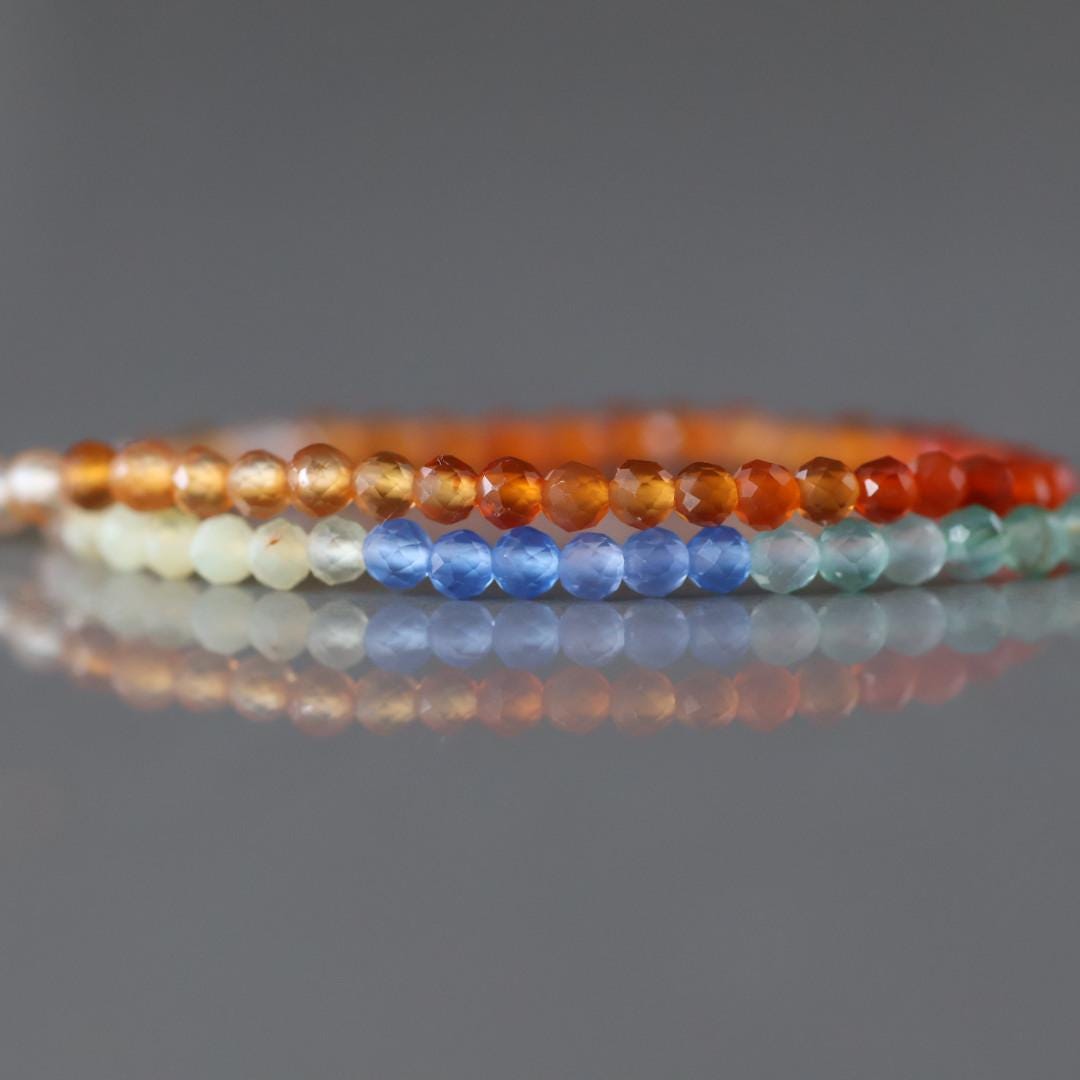 2mm Colorful Agate Beads – Tiny Faceted Round Natural Gemstone 15" Strand