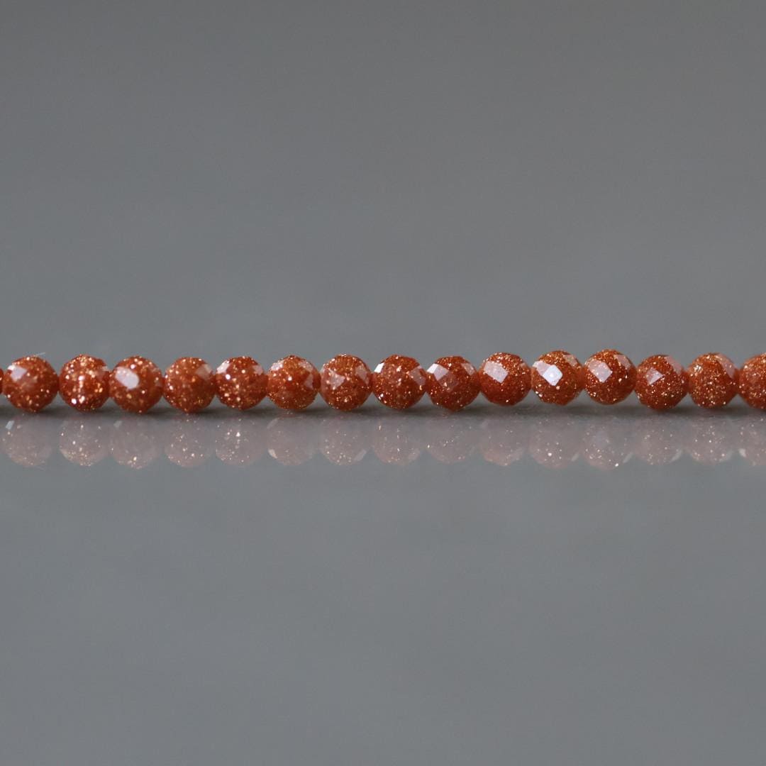 2mm Goldstone Beads – Tiny Faceted Round Natural Gemstone 15" Strand