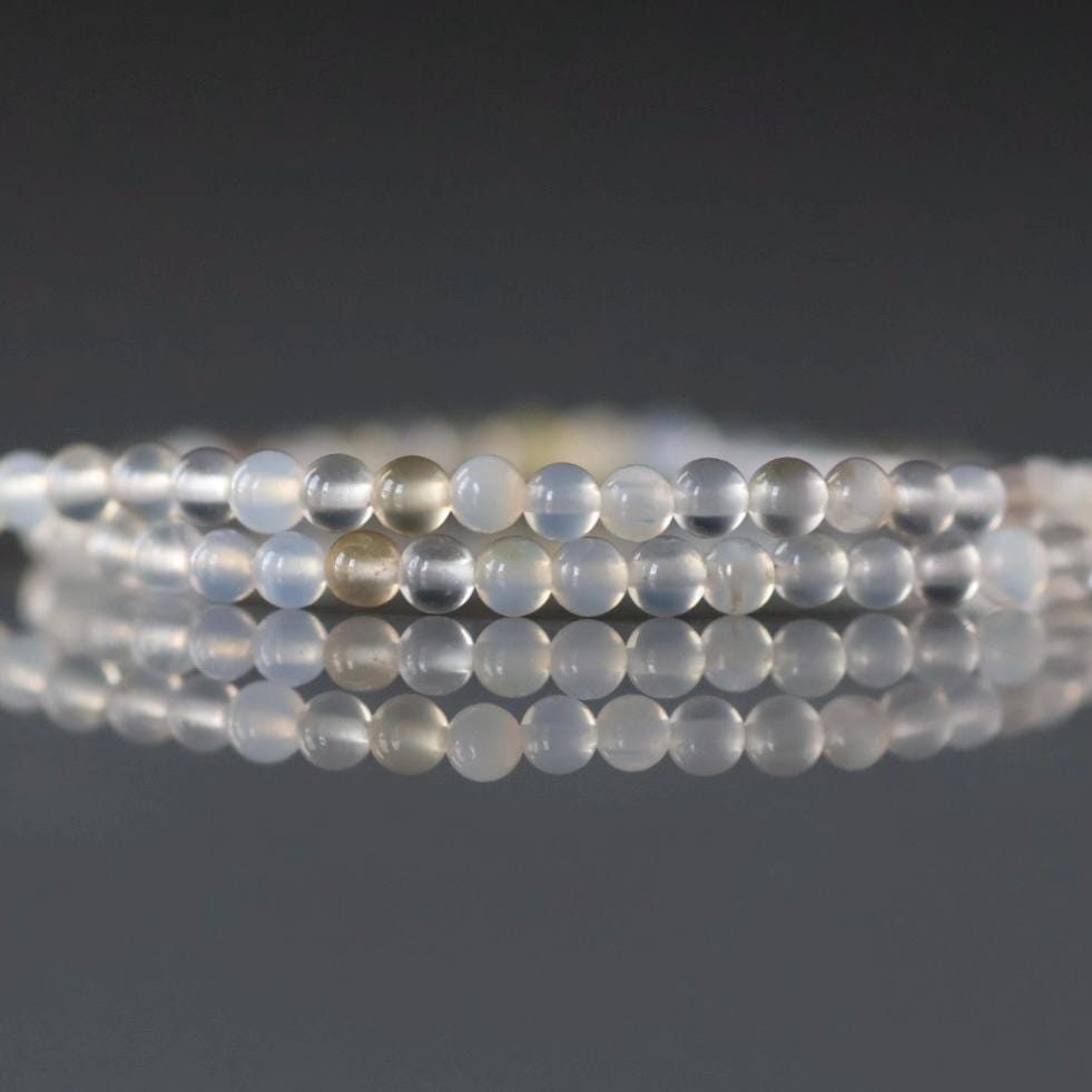 2mm Gray Agate Beads – Tiny Smooth Round Natural Gemstone 15" Strand