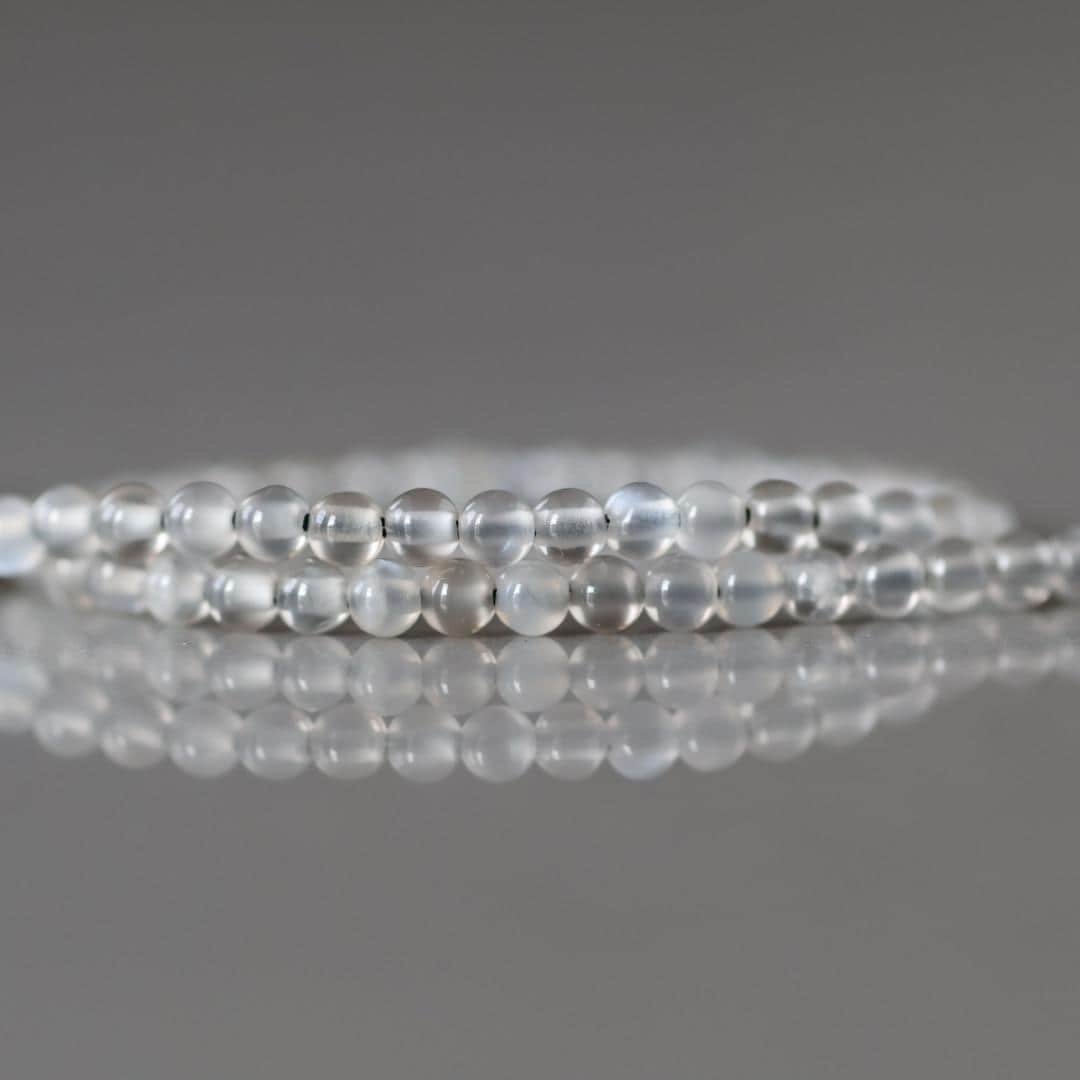 2mm Gray Moonstone Beads – Tiny Smooth Round Natural Gemstone 15" Strand