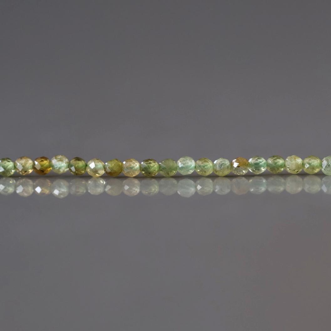 2mm Grossularite Garnet Beads – Tiny Faceted Round Natural Gemstone 15" Strand