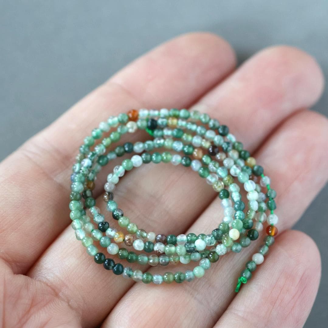 2mm Indian Agate Beads – Tiny Smooth Round Natural Gemstone 15" Strand