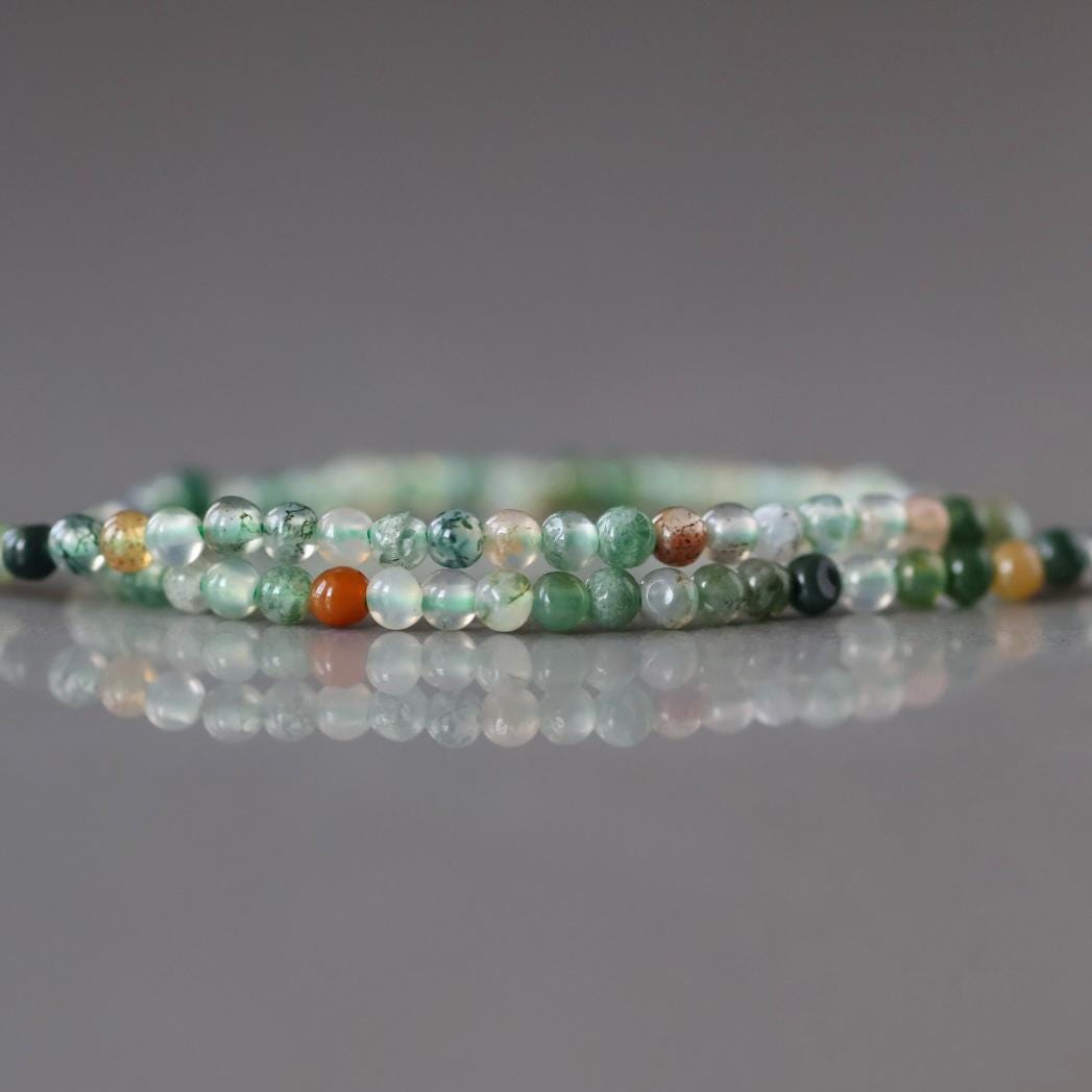 2mm Indian Agate Beads – Tiny Smooth Round Natural Gemstone 15" Strand