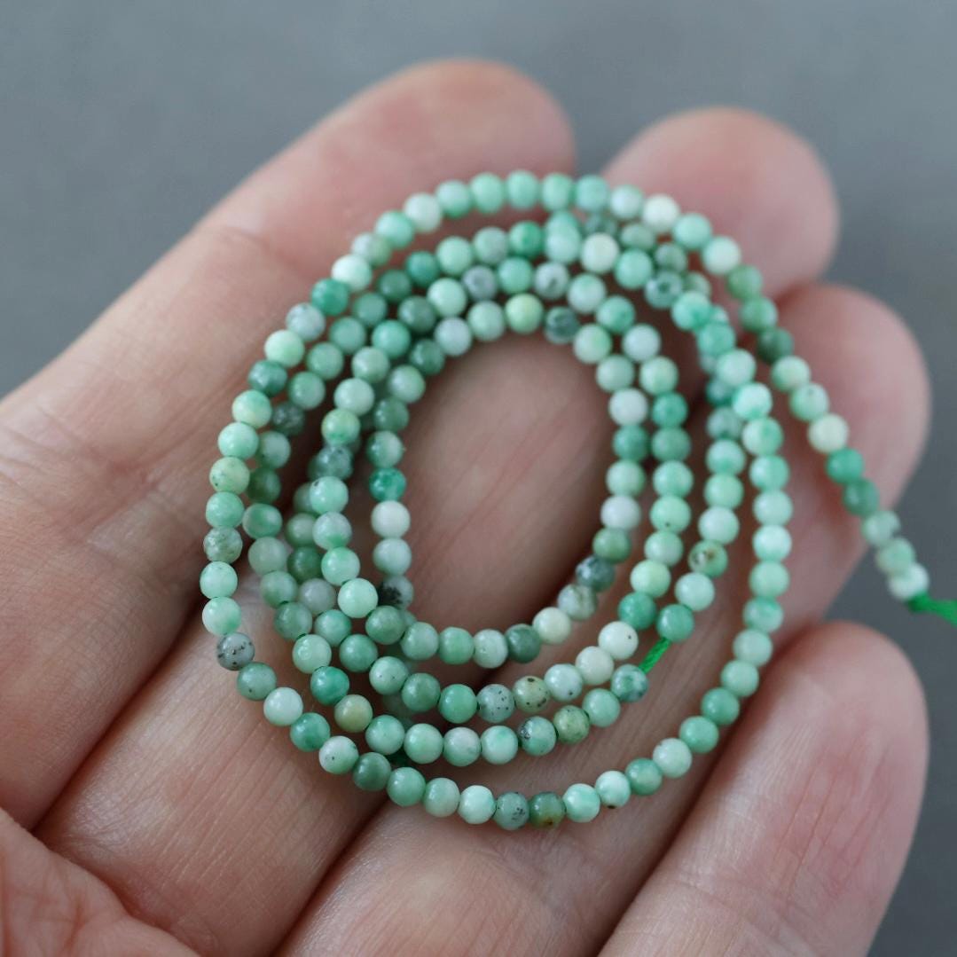 2mm Jade Beads – Tiny Smooth Round Natural Gemstone 15" Strand