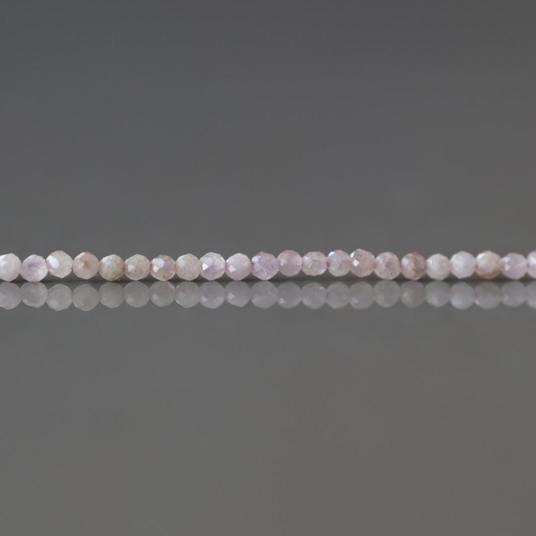 2mm Kunzite Beads – Tiny Faceted Round Natural Gemstone 15" Strand