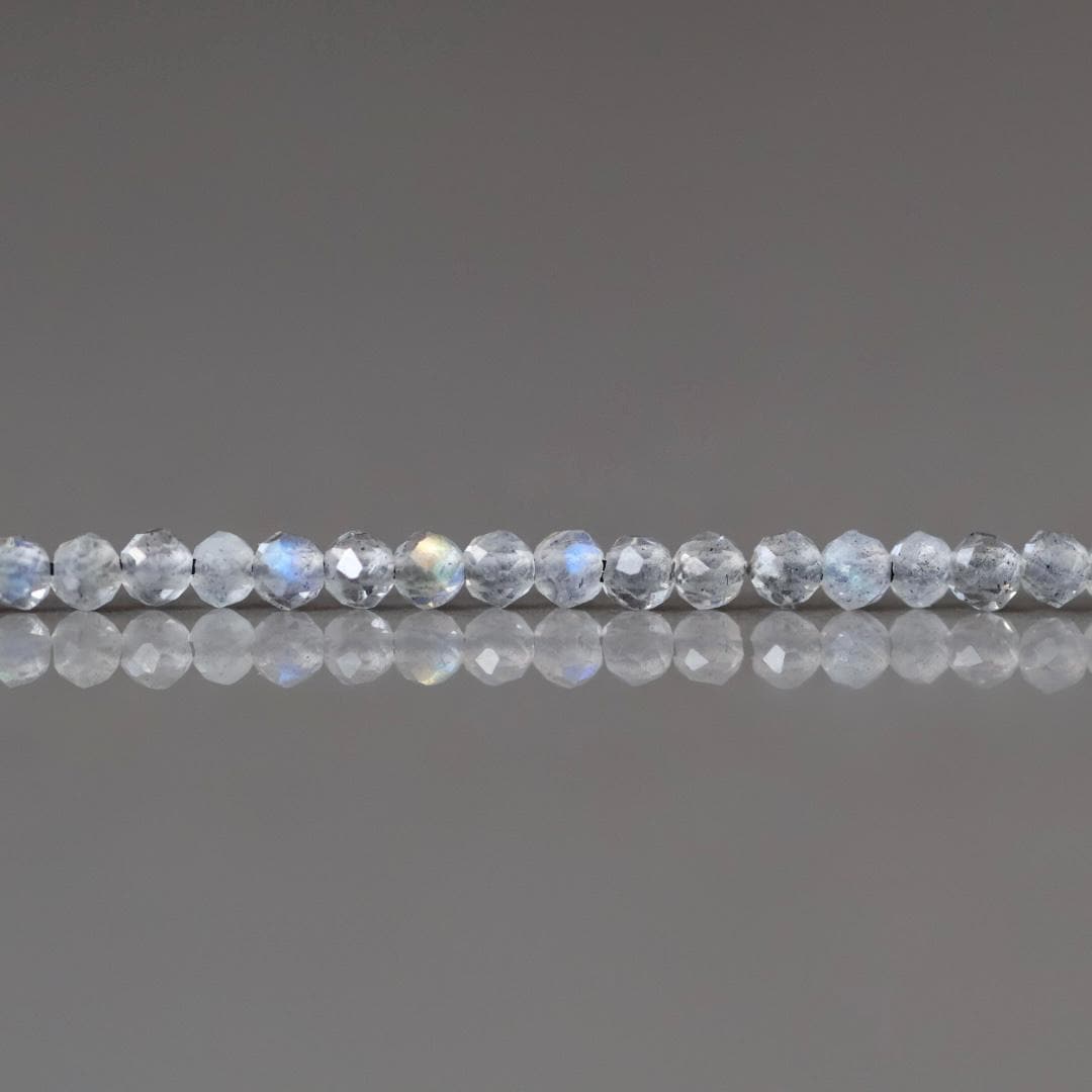 2mm Labradorite Beads – Tiny Faceted Round Natural Gemstone 15" Strand