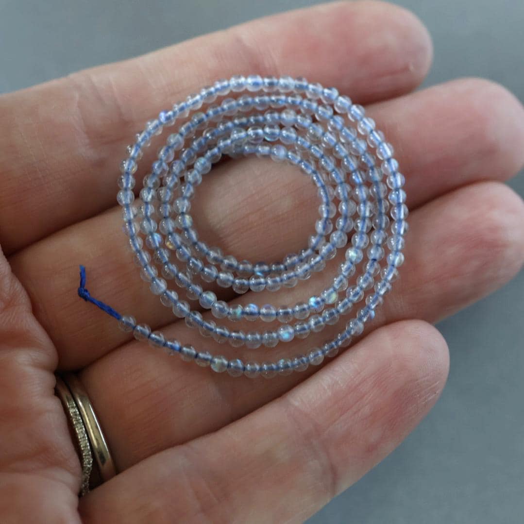 2mm Labradorite Beads – Tiny Smooth Round Natural Gemstone 15" Strand