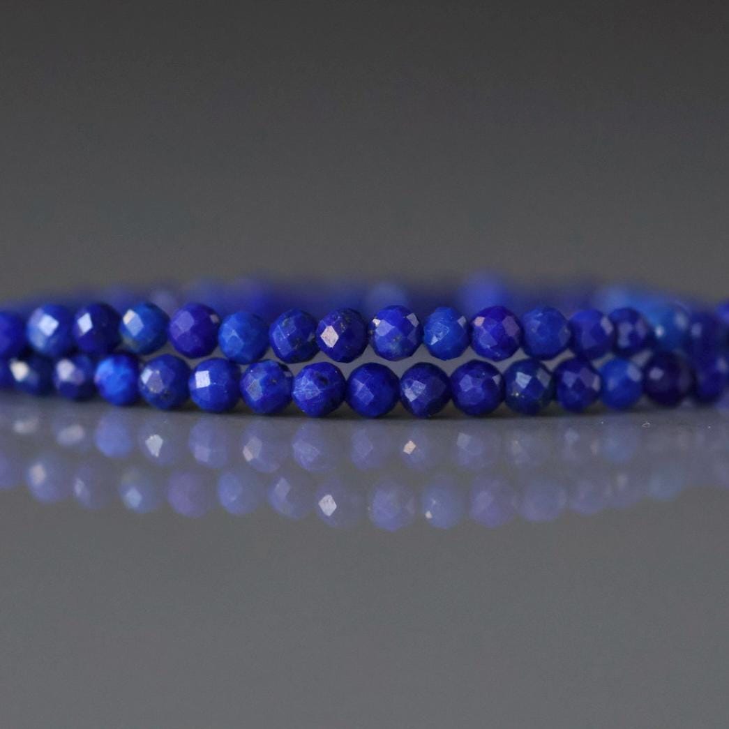 2mm Lapis Lazuli Beads – Tiny Faceted Round Natural Gemstone 15" Strand