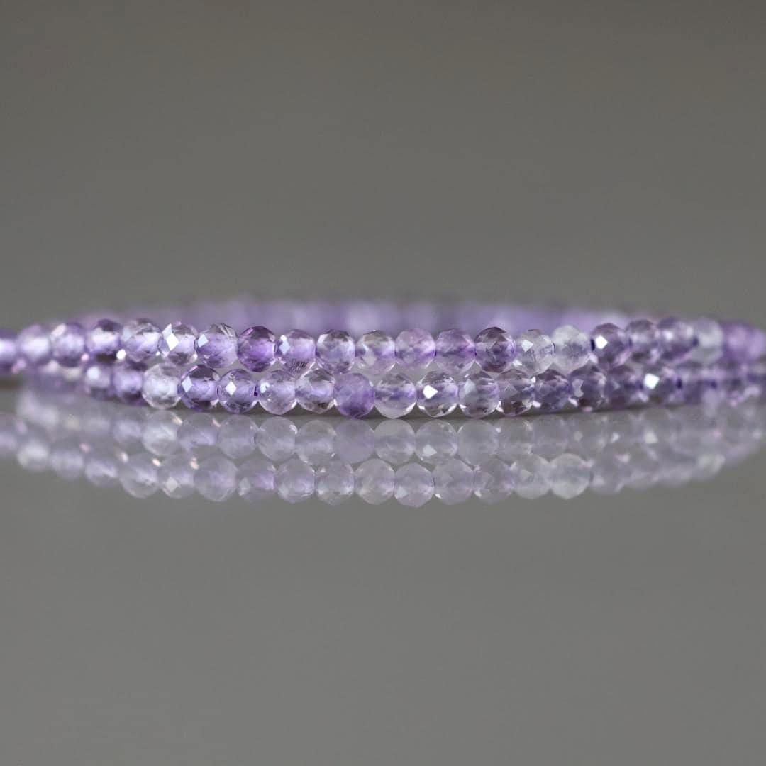 2mm Light Amethyst Beads – Tiny Faceted Round Natural Gemstone 15" Strand
