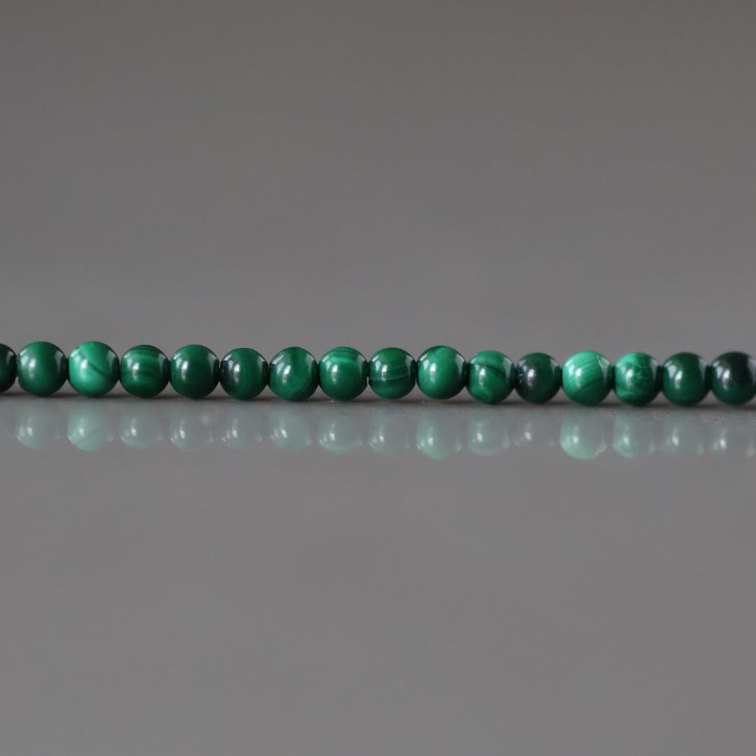 2mm Malachite Beads – Tiny Smooth Round Natural Gemstone 15" Strand