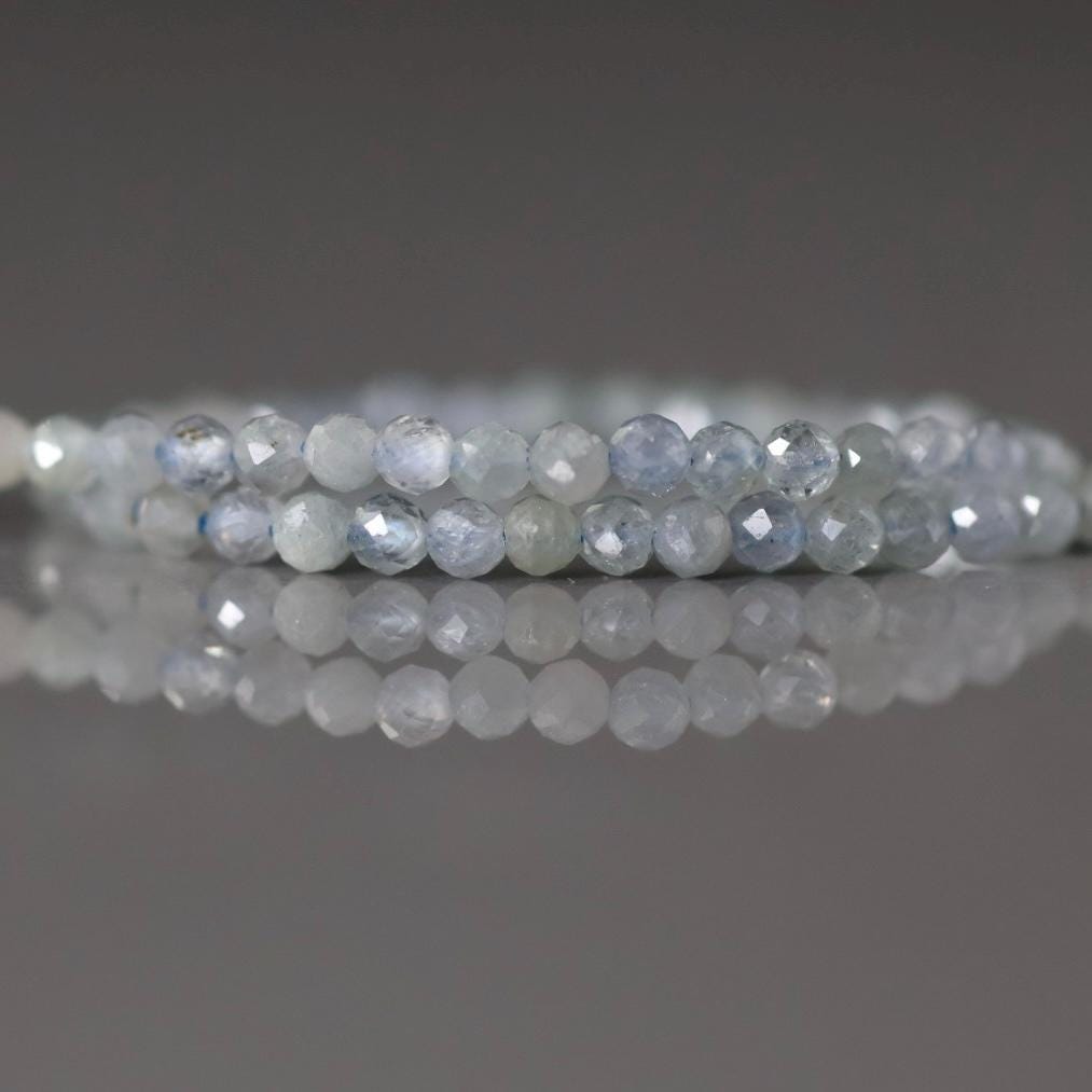 2mm Montana Sapphire Faceted Round Beads 15" - Tiny Natural Gemstone