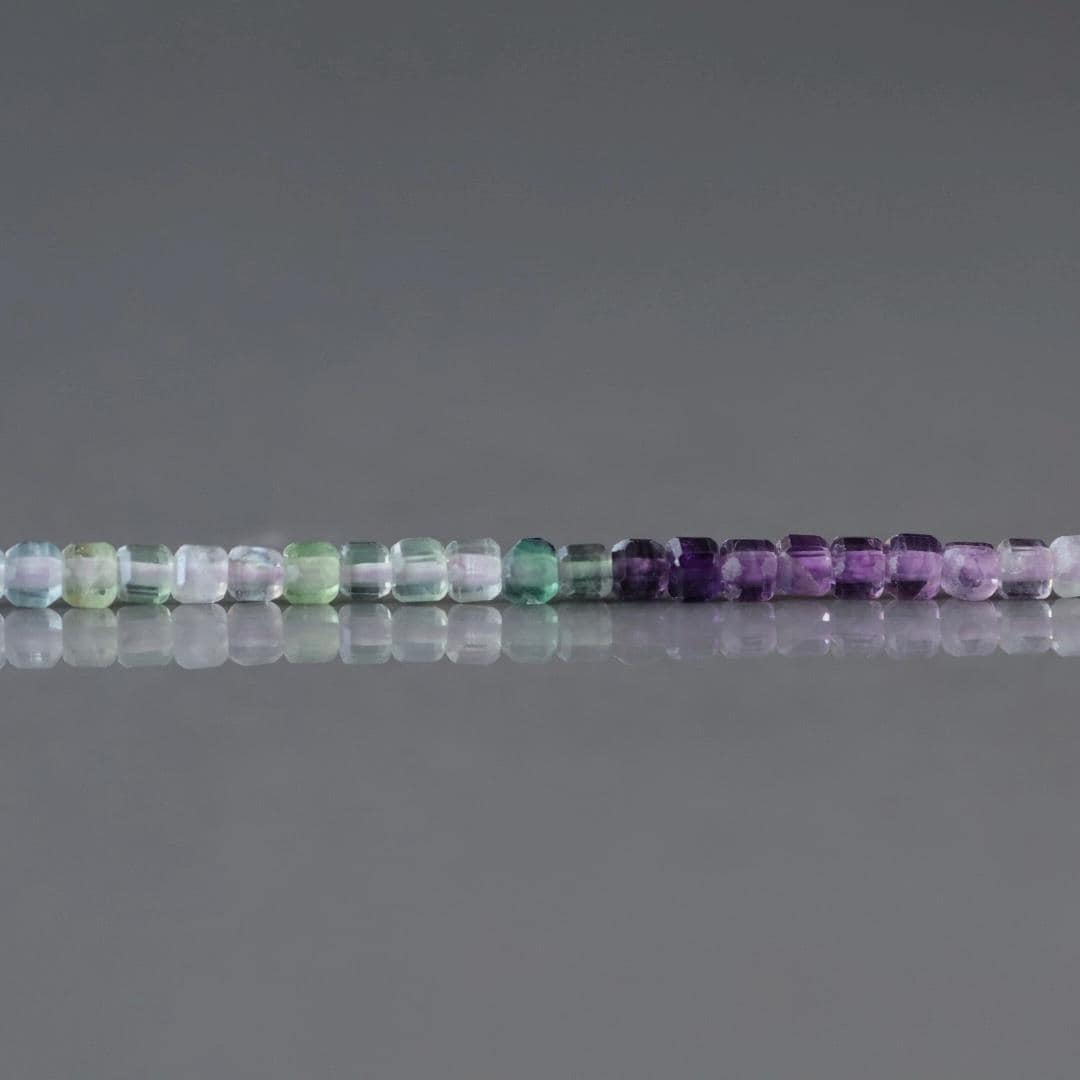 2mm Multi Fluorite Cube Beads – Tiny Faceted Cube Natural Gemstone 15" Strand