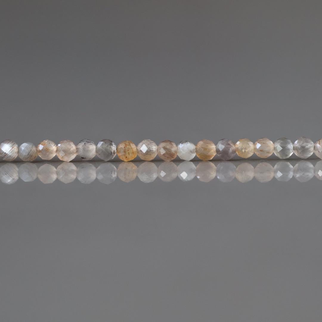 2mm Multi Moonstone Beads – Tiny Faceted Round Natural Gemstone 15" Strand