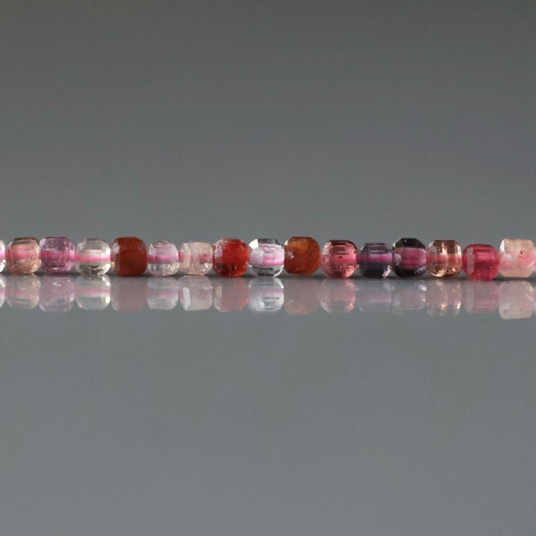 2mm Multi Spinel Beads - Tiny Faceted Cube Natural Gemstone 15" Strand