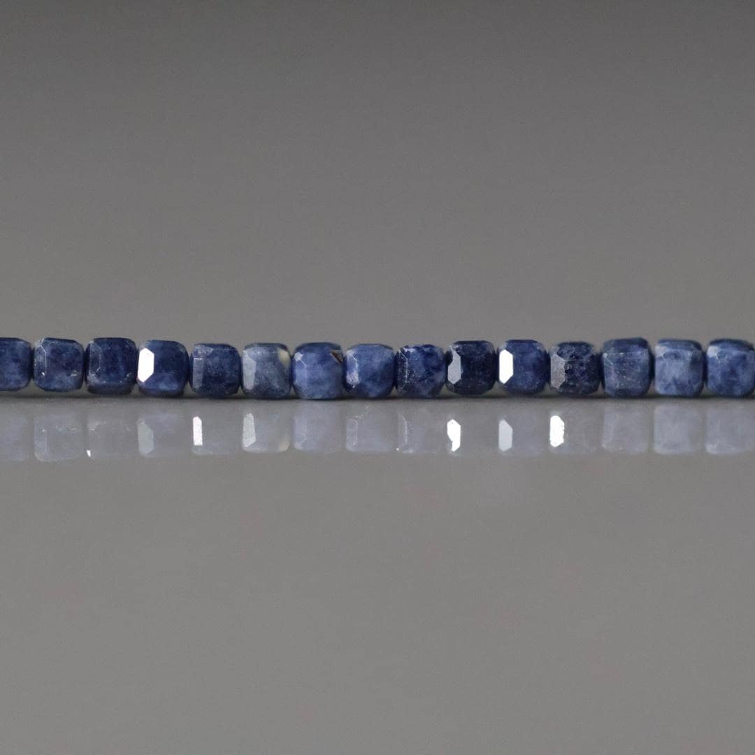 2mm Natural Sapphire Beads - Tiny Faceted Cube Natural Gemstone 6" Strand