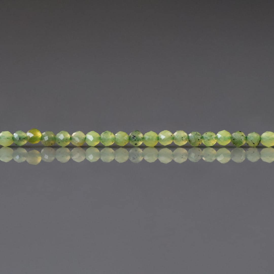 2mm Nephrite Jade Beads - Tiny Round Faceted Natural Gemstone 15" Strand