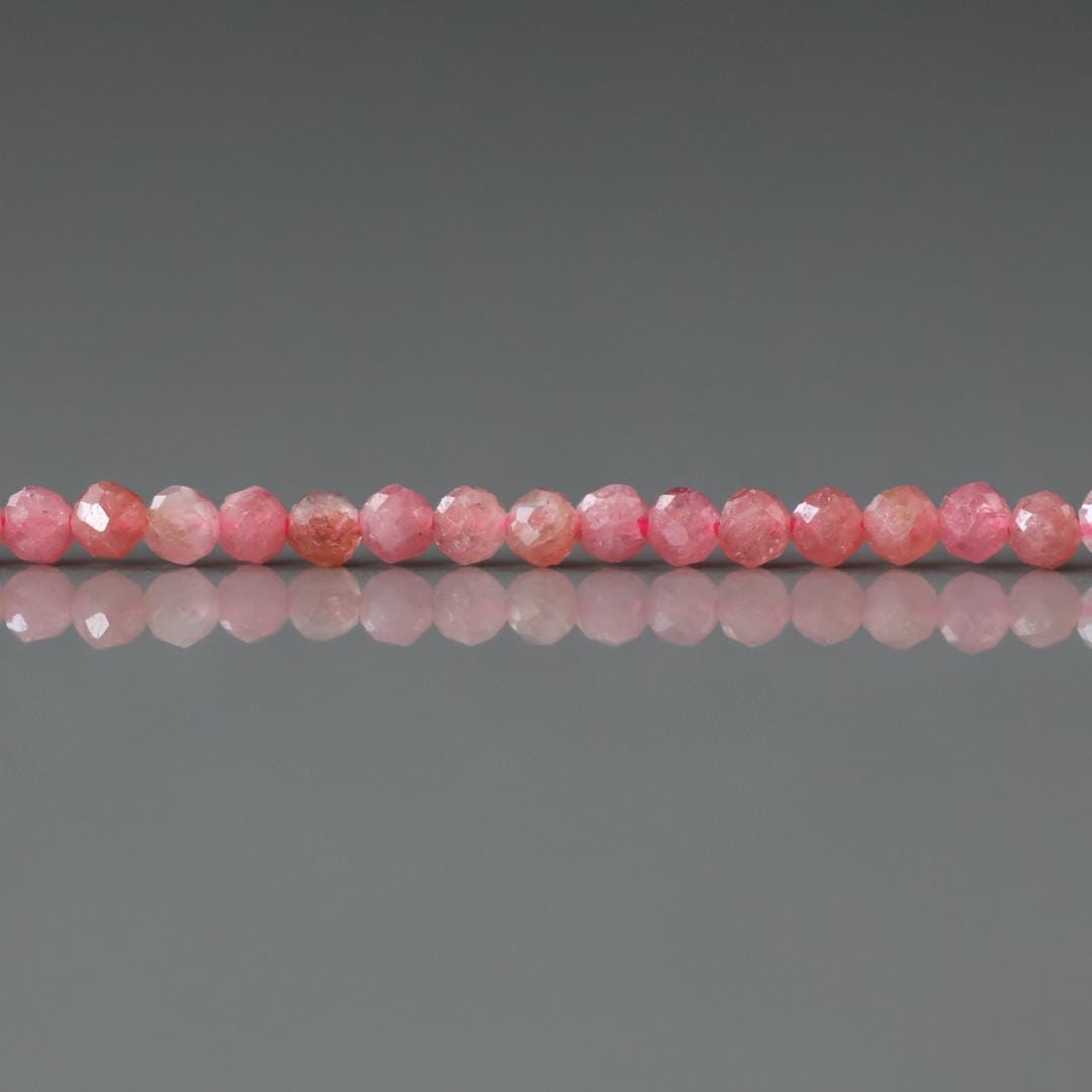 2mm Norwegian Thulite Beads - Tiny Faceted Round Natural Gemstone 15" Strand