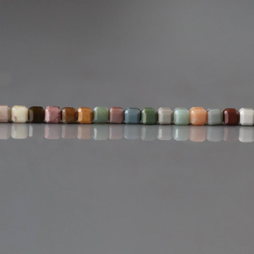 2mm Ocean Jasper Cube Beads Genuine Fancy Jasper Colorful Beads 15" Gemstone Beads for Jewelry Making