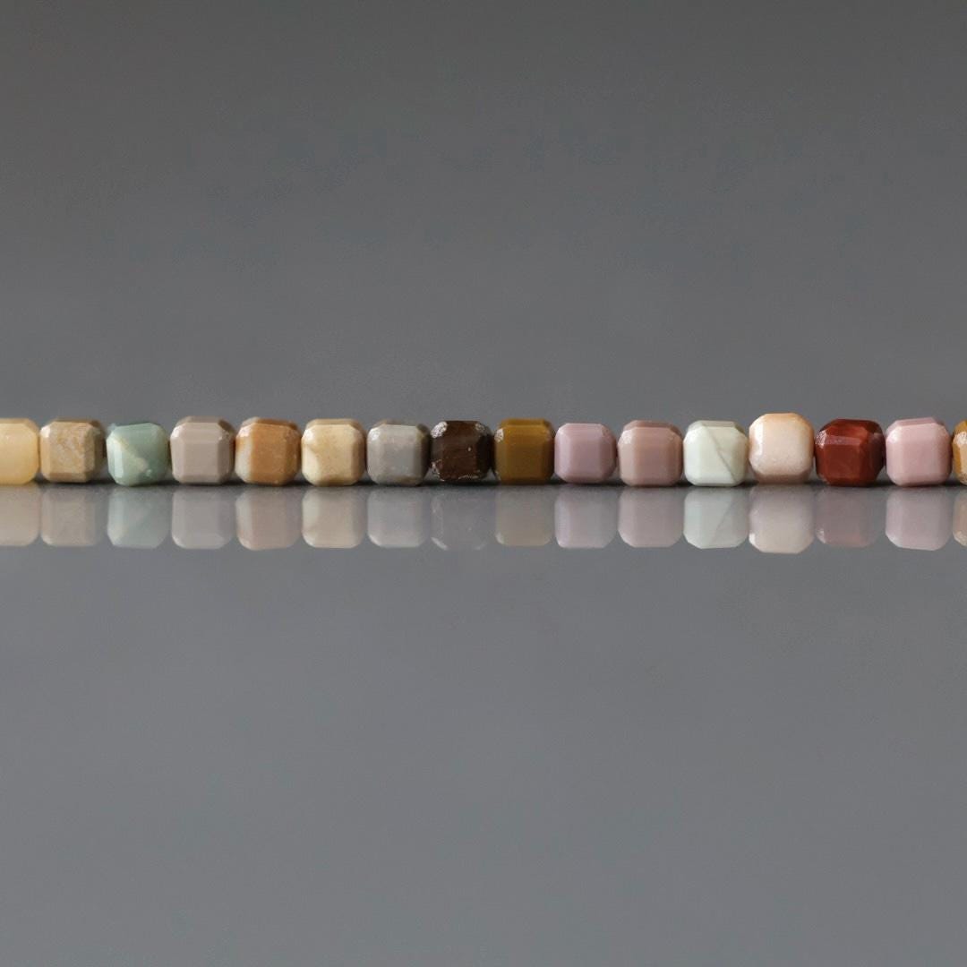 2mm Ocean Jasper Cube Beads Genuine Fancy Jasper Colorful Beads 15" Gemstone Beads for Jewelry Making