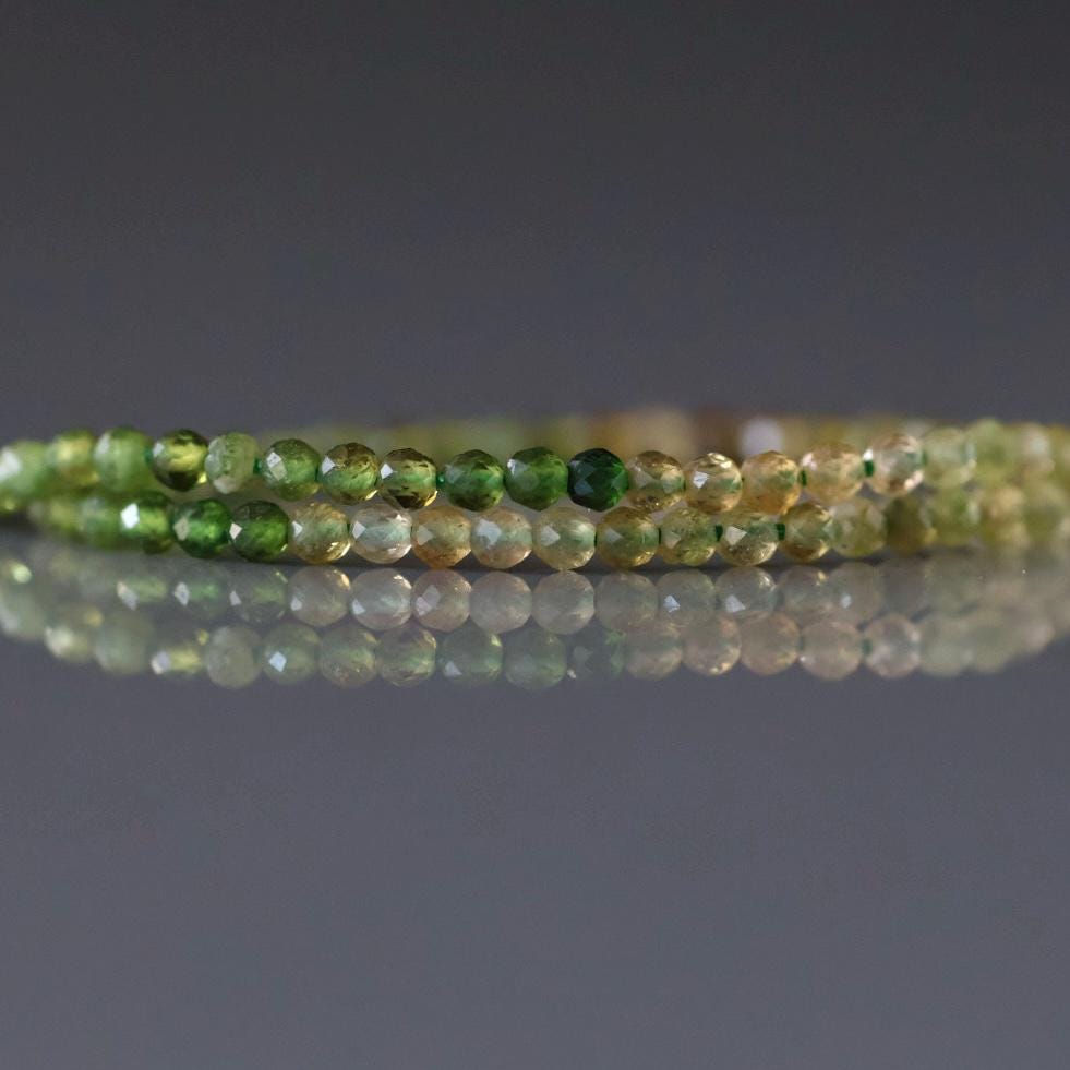 2mm Ombre Green and Yellow Tourmaline Beads - Tiny Faceted Round Natural Gemstone 15" Strand