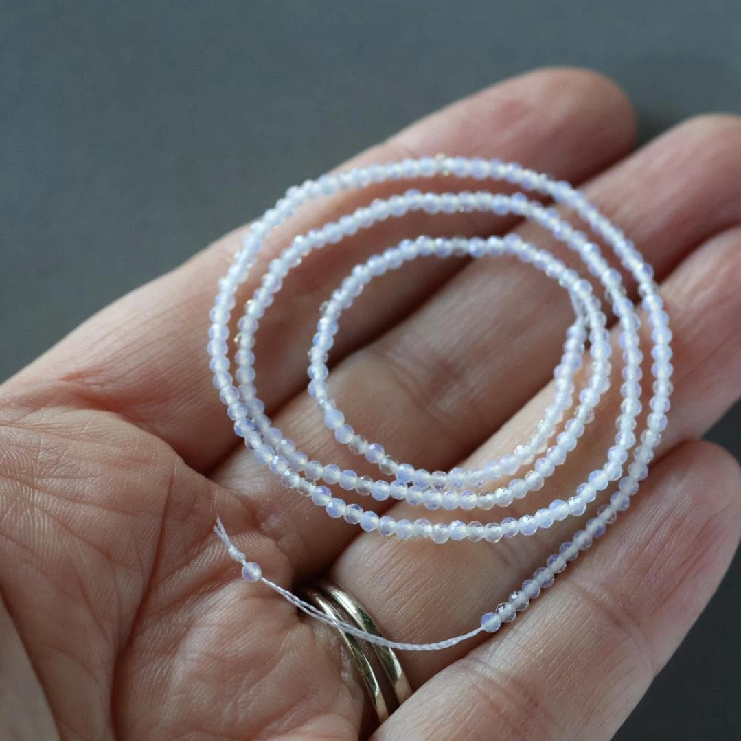 2mm Opalite Beads - Tiny Faceted Round Natural Gemstone 15" Strand