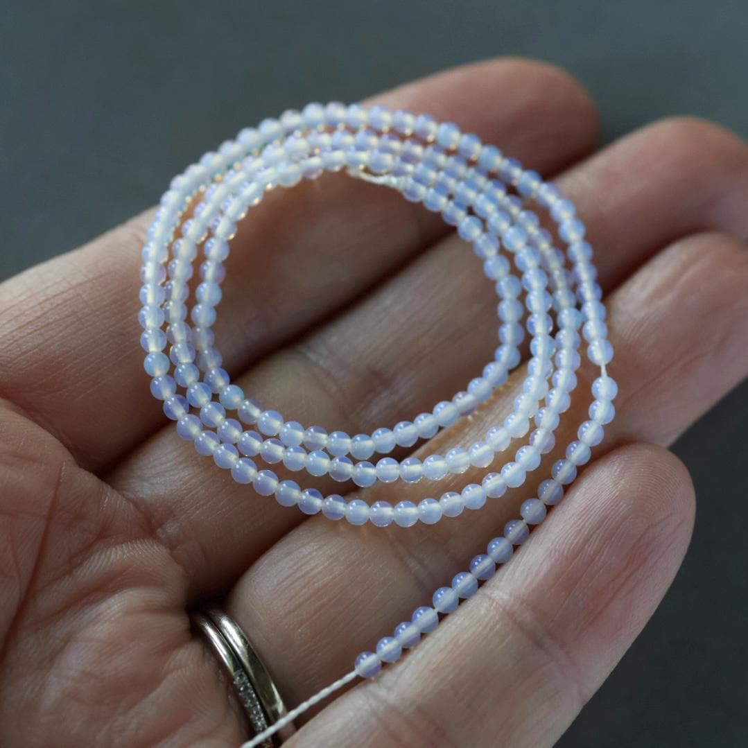 2mm Opalite Beads – Tiny Smooth Round 15" Strand