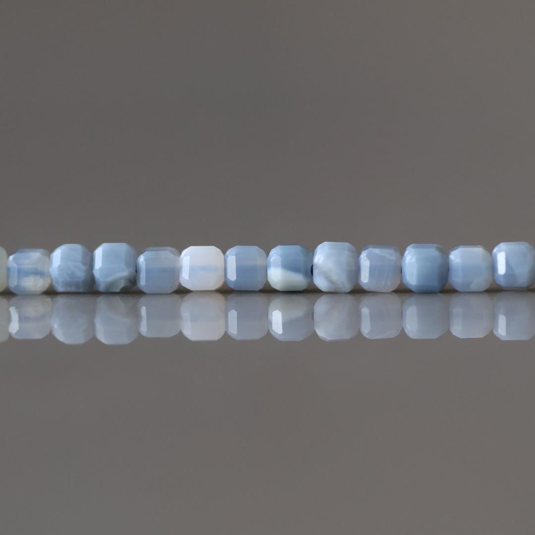2mm Oregon Owyhee Blue Opal Cube Beads - Tiny Faceted Cube Natural Gemstone 4" Strand