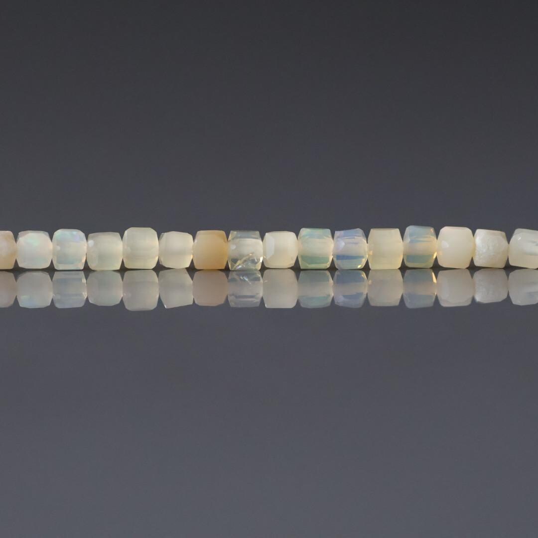 2mm Pastel Yellow Opal Beads - Tiny Cube Natural Gemstone 15" Strand