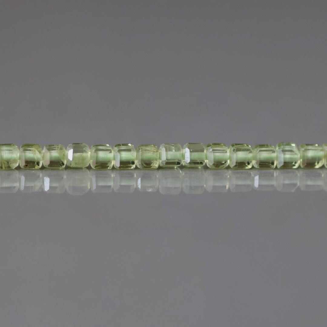 2mm Peridot Beads – Tiny Faceted Cube Natural Gemstone 15" Strand