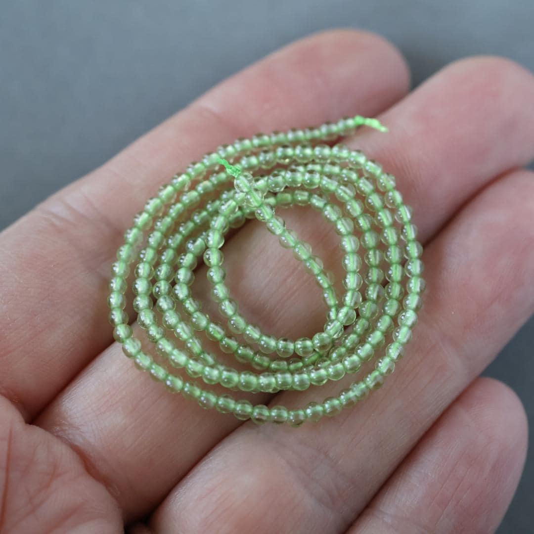 2mm Peridot Beads – Tiny Smooth Round Natural Gemstone 15" Strand