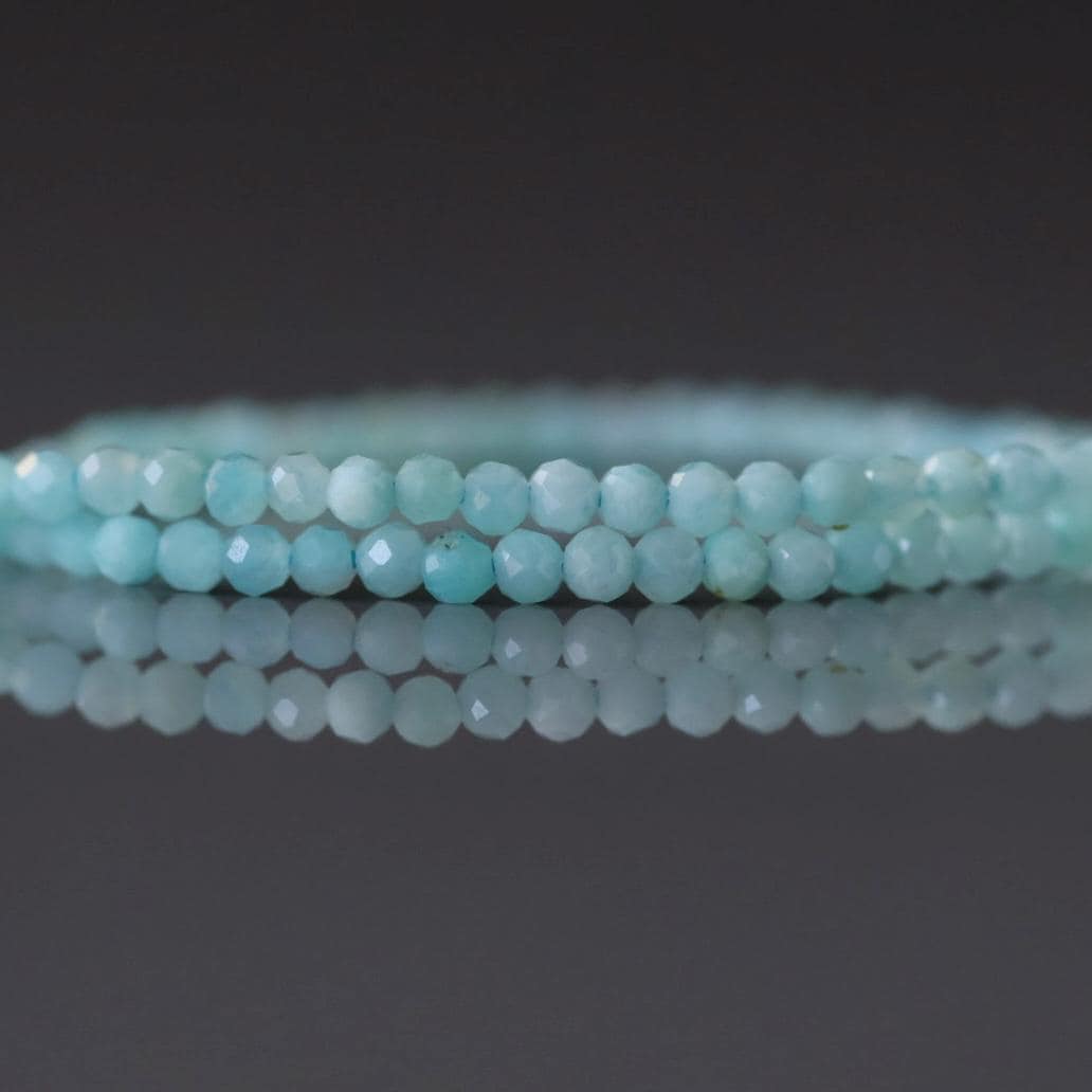 2mm Peruvian Amazonite Beads - Tiny Faceted Round Natural Gemstone 15" Strand