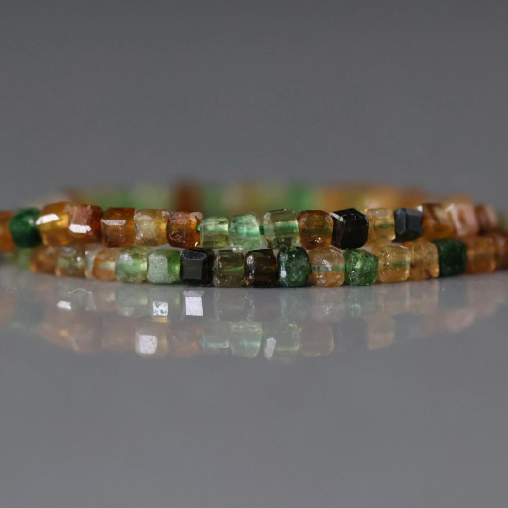 2mm Petro Tourmaline Cube Beads - Faceted Natural Gemstone 7"