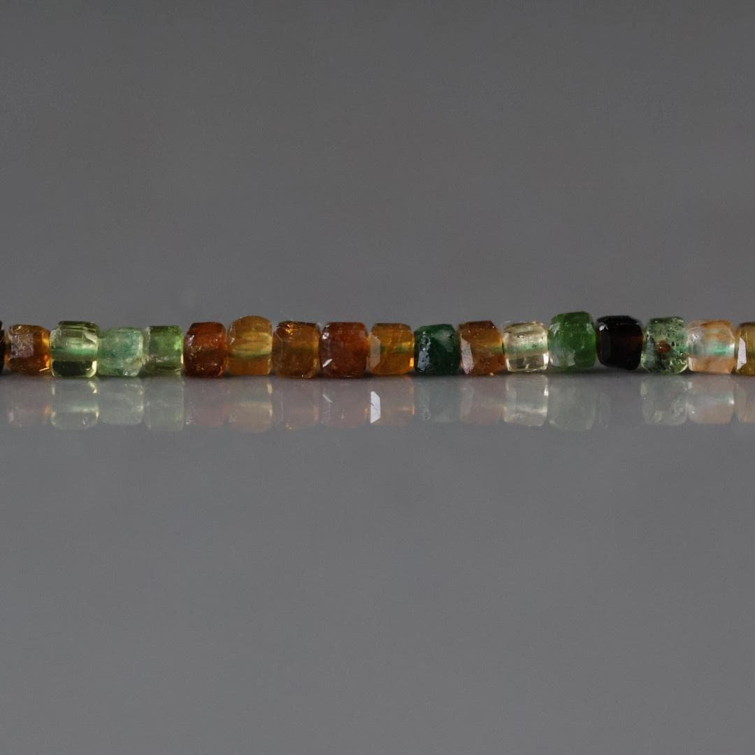 2mm Petro Tourmaline Cube Beads - Faceted Natural Gemstone 7"