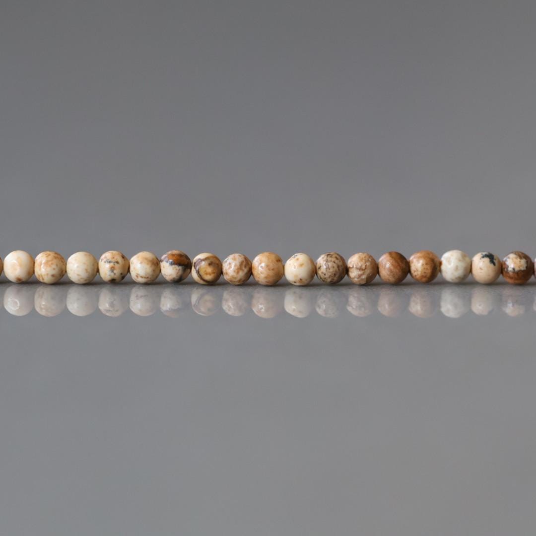 2mm Picture Jasper Beads – Tiny Smooth Round Natural Gemstone 15" Strand