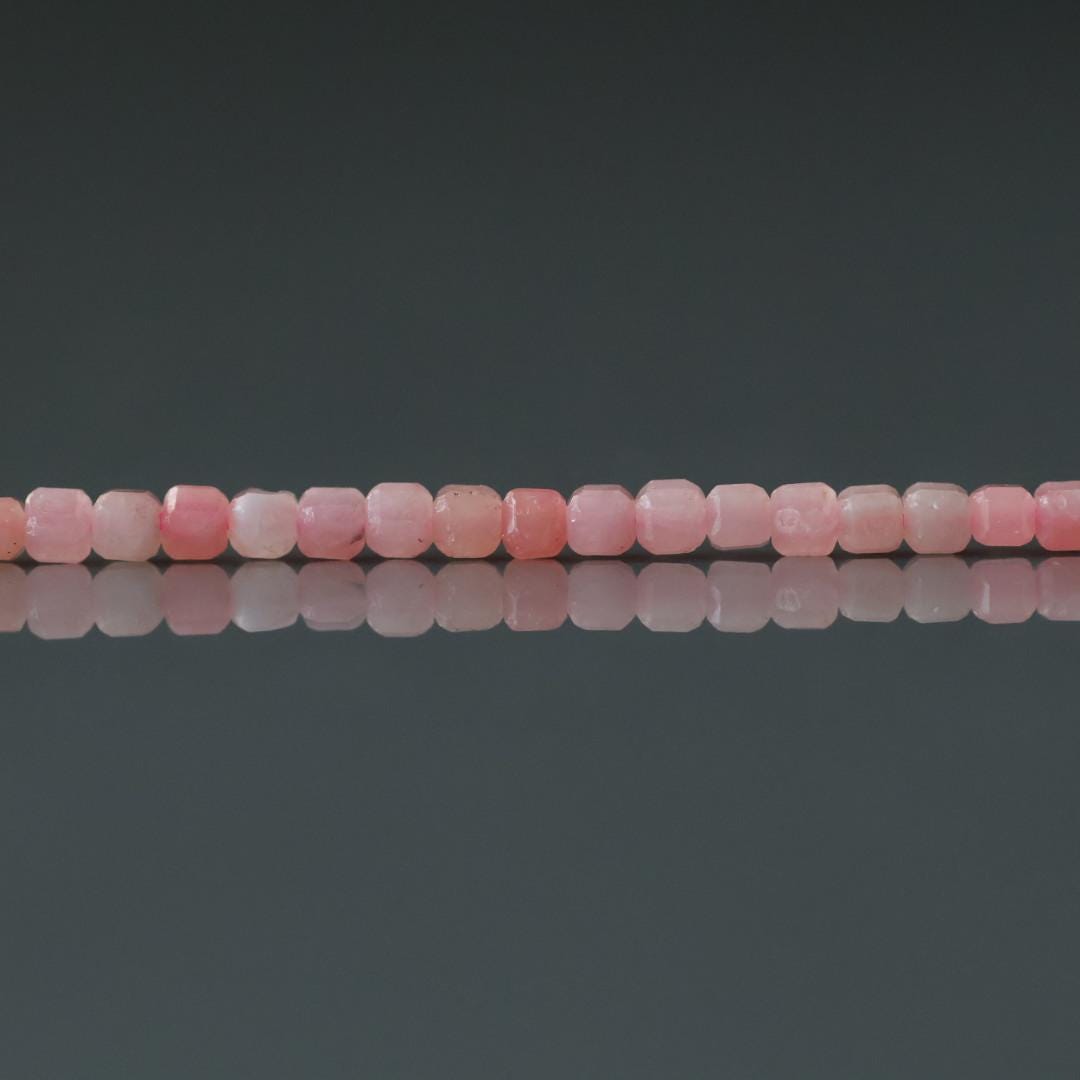 2mm Pink Angelite Cube Beads - Tiny Faceted Cube Natural Gemstone 15" Strand