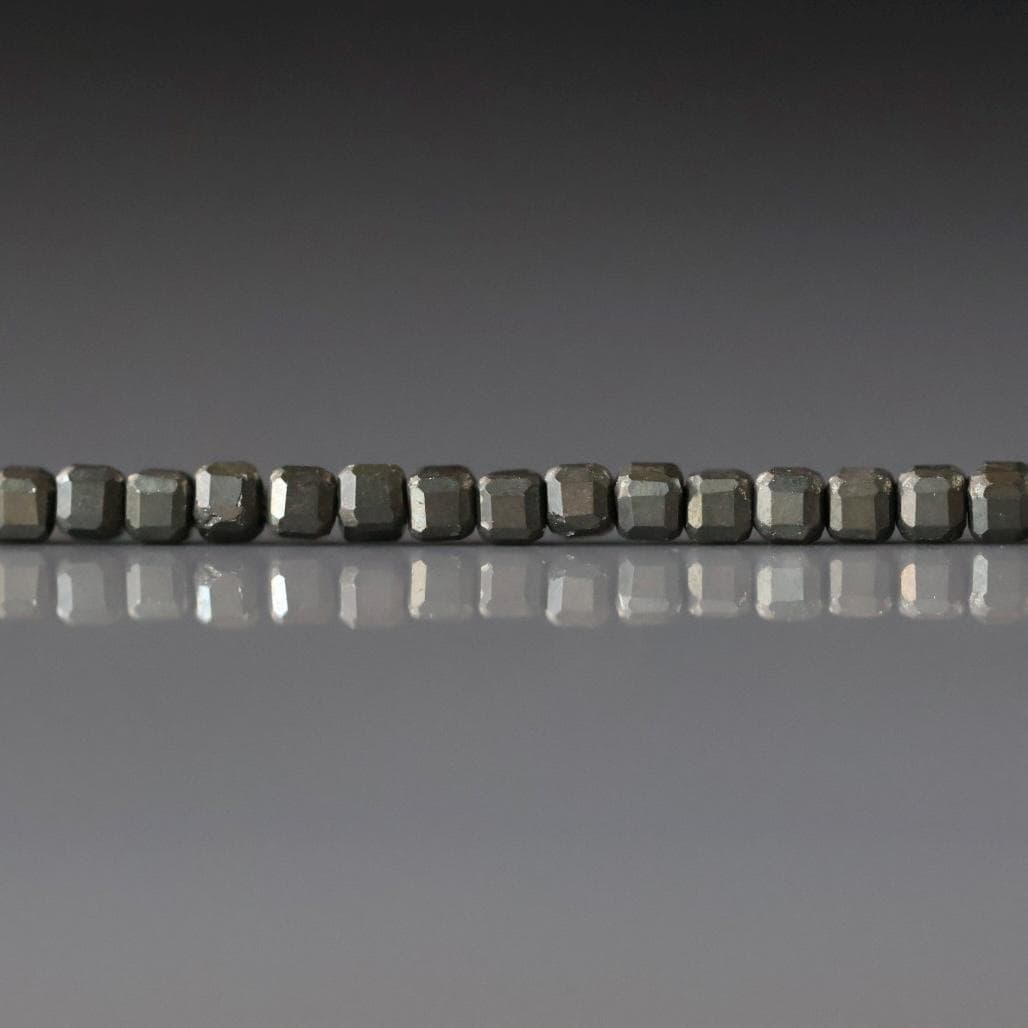 2mm Pyrite Cube Beads – Tiny Natural Gemstone 15" Strand